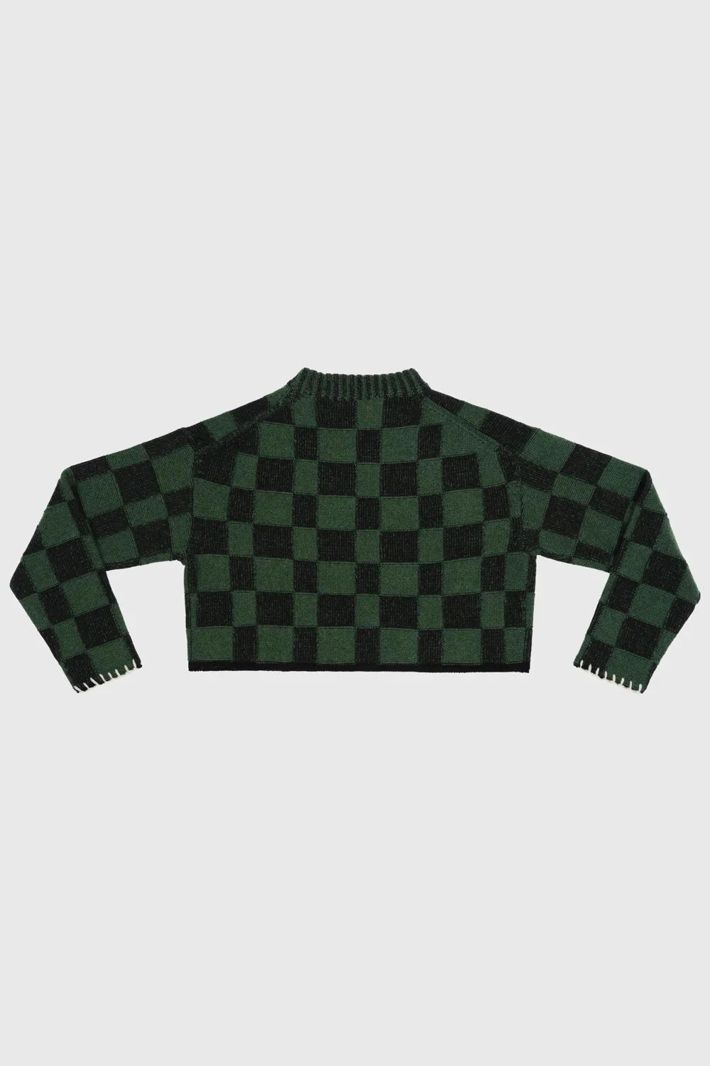 YANYAN KNITS Fall/Winter 2025: Wool plaid cropped sweater/mid-length skirt set YYK-YYW25-2021-GW (Sweater) - Image 11