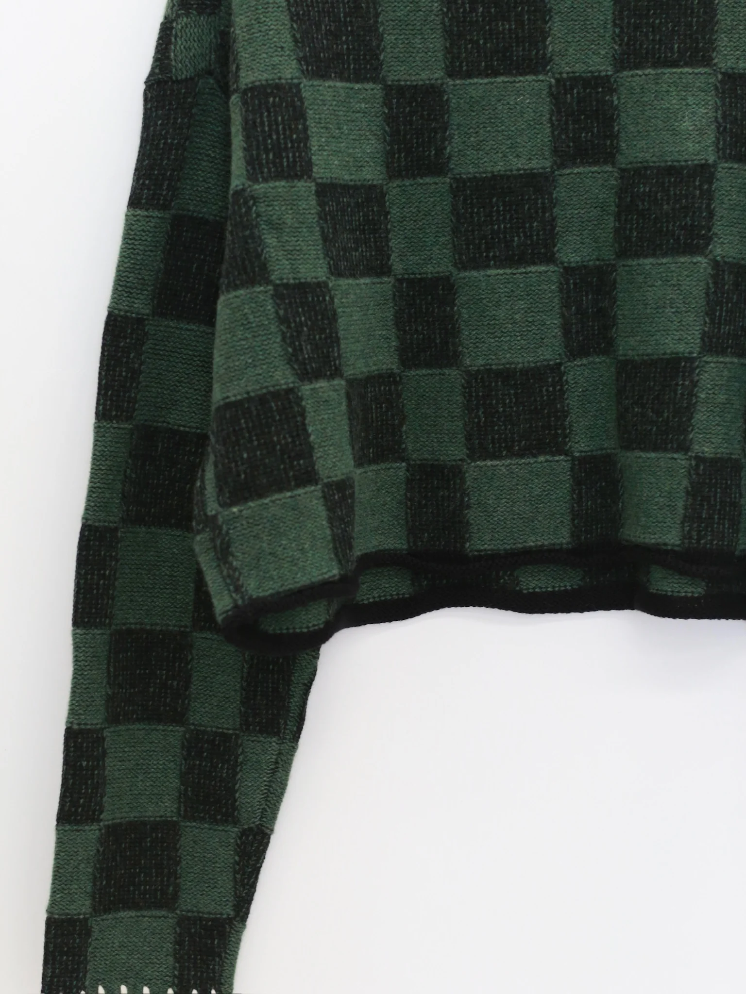 YANYAN KNITS Fall/Winter 2025: Wool plaid cropped sweater/mid-length skirt set YYK-YYW25-2021-GW (Sweater) - Image 8