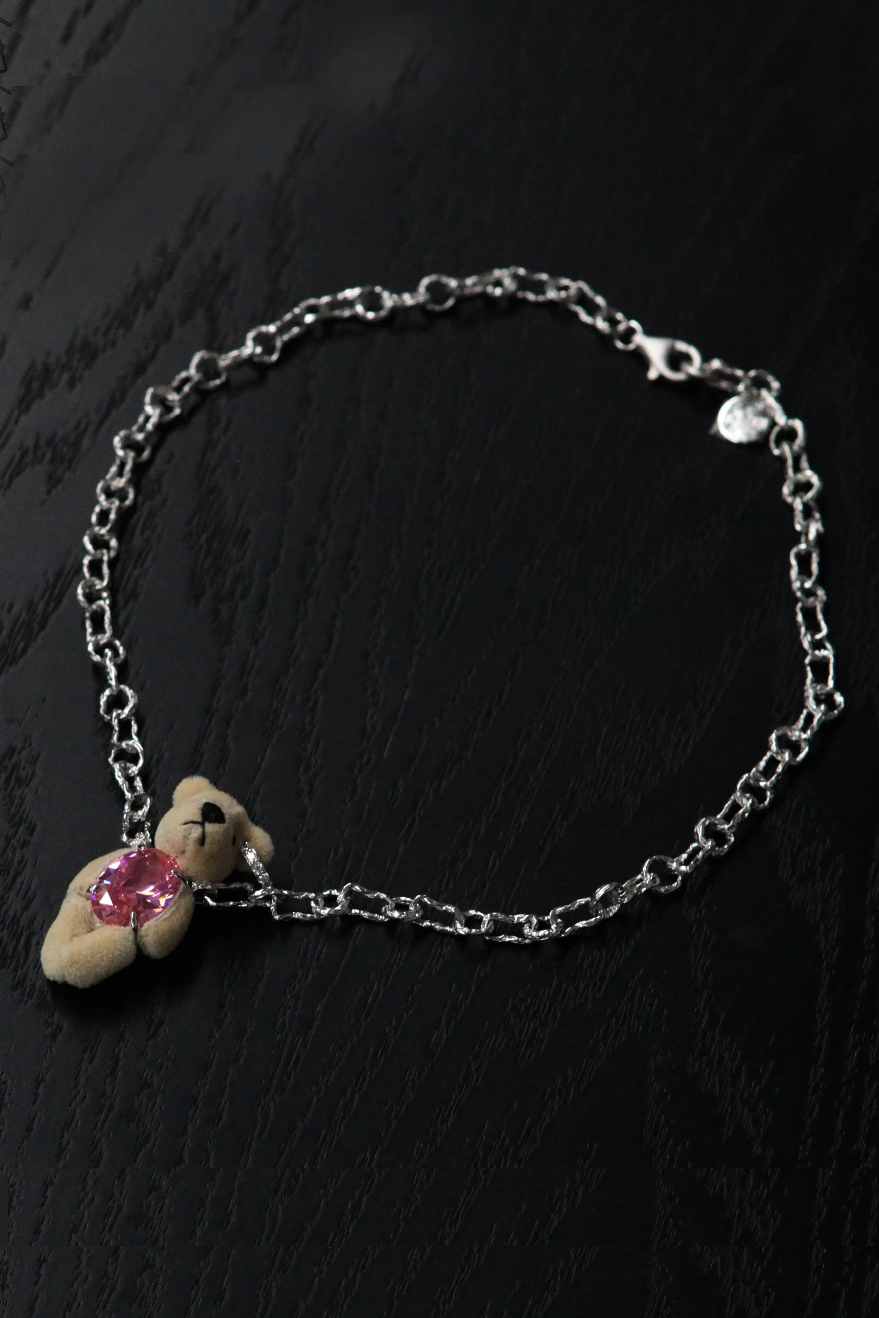 YVMIN 21701 Capsule Muppet Series Inlaid Bear Pink Oval Gemstone Sterling Silver Necklace PY6 - Image 4